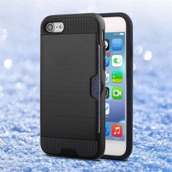 iPhone 8 Plus / 7 Plus Credit Card Slot Armor Hybrid Case (Black)